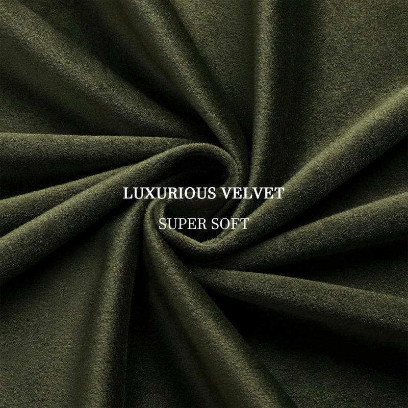 Dchola Olive Green Velvet Curtains for Bedroom Window  Super Soft Vintage Luxury Heavy Drapes  Room Darkening Rod Pocket Curtain for Living Room  W52 by L63 inches  2 Panels - Image 2