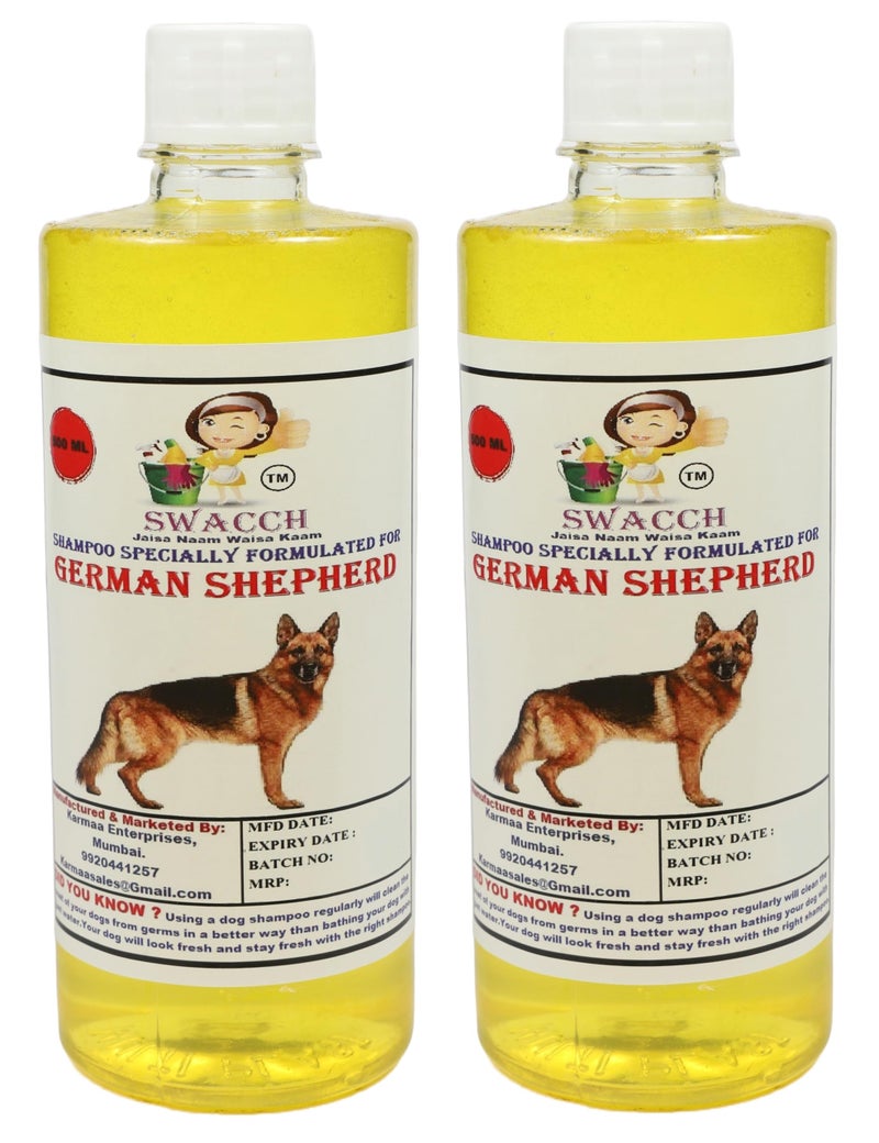 swacch German Shepherd Dog Shampoo + Dumbbell Toy I Durable Rubber Dog Toy for Chewing I Playing,Teeth Cleaning & Training Toy I Combo Pack I 500ml Pack of 2 Lemon - Image 2