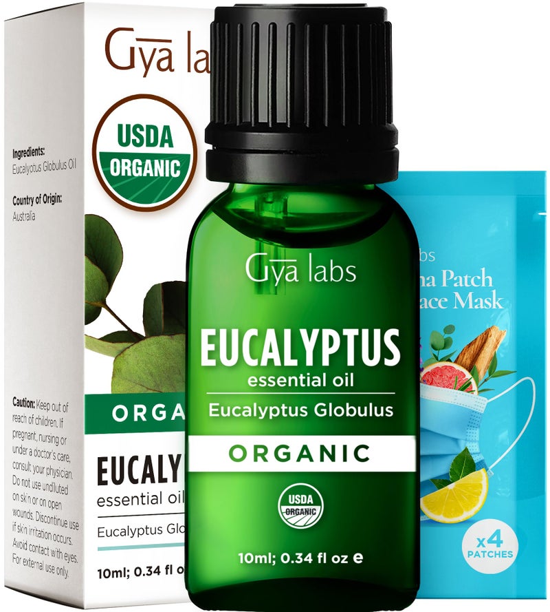 Gya Labs Organic Eucalyptus Essential Oil - 0.34 Fl Oz - for Skin, Hair, Diffuser, Aromatherapy, DIY Candle Making Scents - Image 1