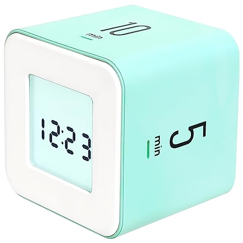 mooas Multi Cube Timer Clock (Mint) Rotating Flip Gravity Sensor Time Management Digital LED Clock & Timer 1, 3, 5, 10 min Setting ADHD Desk Office Productivity Kids Workout Kitchen - Image 1
