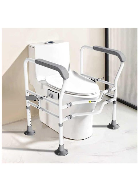 Toilet Safety Frame Enhanced Support for Elderly and Handicap Individuals Adjustable Width and Toilet Safety Handrail
