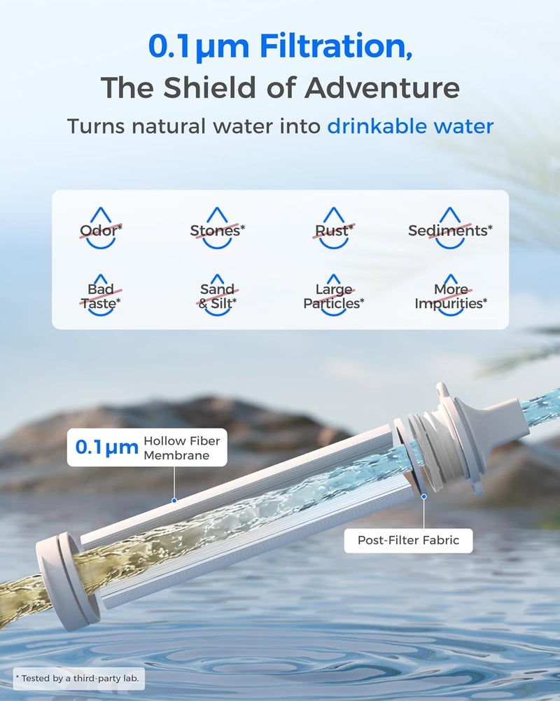 Waterdrop Gravity Water Filter Straw, Camping Water Filtration System, Water Purifier Survival for Travel, Backpacking and Emergency Preparedness, 1.5 gal Bag, 5 Stage Filtration, Pack of 1 - Image 5