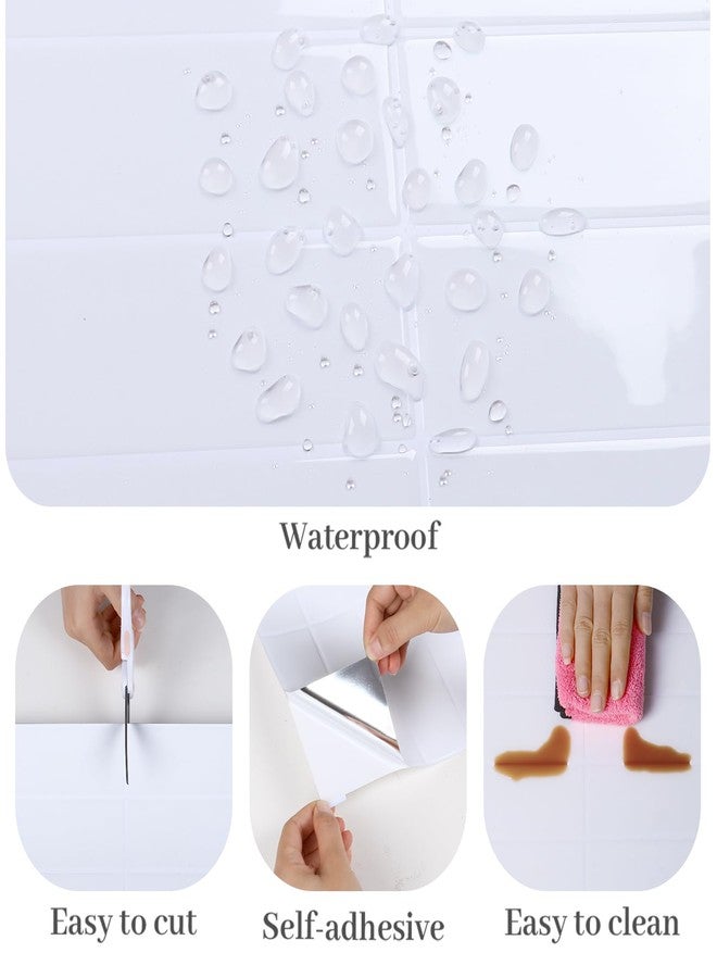 VaryPaper ورق حائط أبيض من VaryPaper، 20 ورقة، قابل للإزالة، قابل للتقشير واللصق، مناسب للمطبخ، مقاوم للماء، مصنوع من الفينيل ثلاثي الأبعاد، قابل للإزالة، مناسب للحمامات والمراحيض والمراحيض، 12×12 بوصة - Image 5