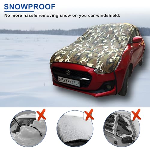 FAMEXON Waterproof, Half Car Body Cover All Weather Protection Half Car Cover Outdoor Half Cover Rain Sun Uv Protection (Sedan Cars No Matter Models of Year Or Variants It’s at All Sedan) - Image 3