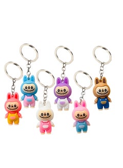 Generic 6pcs Labubu Pendant Keychain Cute Mini Labubu Keychain The Monsters Keychain Cartoon Keychain Creative Animal Key Chain for Women Car Keys Bag Barb Keychain Gifts for Best Friends  - Image 1