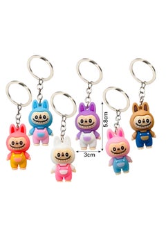 Generic 6pcs Labubu Pendant Keychain Cute Mini Labubu Keychain The Monsters Keychain Cartoon Keychain Creative Animal Key Chain for Women Car Keys Bag Barb Keychain Gifts for Best Friends  - Image 2