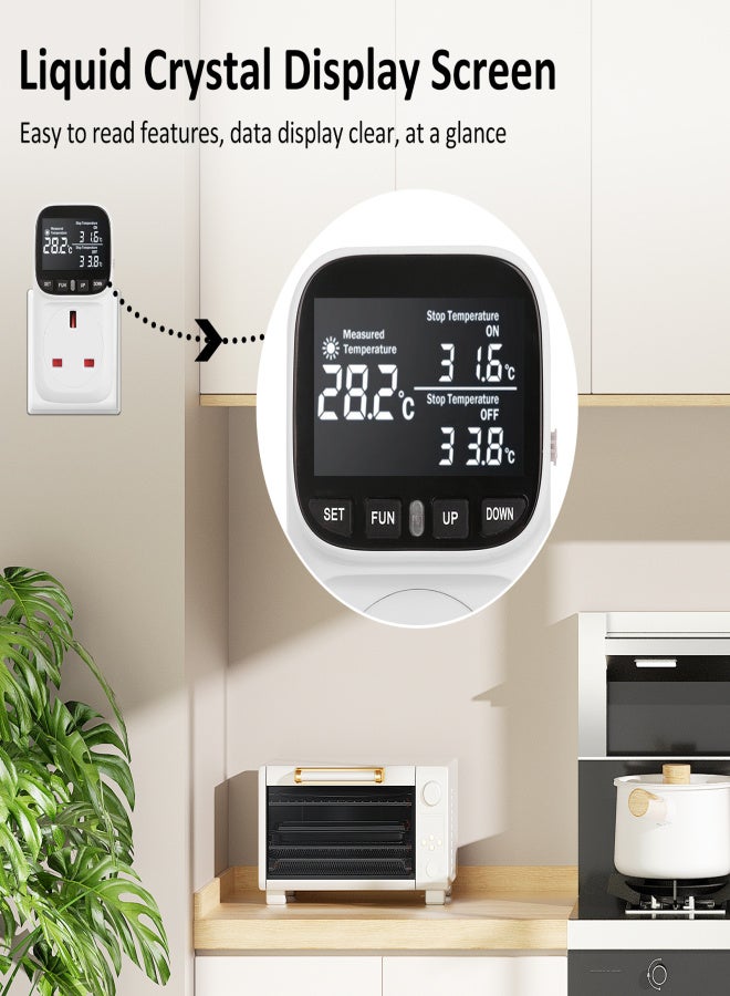 230V 13A Temperature Controller Socket High-Precision Digital Display Smart Thermostat Fish Tank Touch Screen Preset Timer Switch Cooling Heating Thermostat Socket Temperature Regulation - Image 5