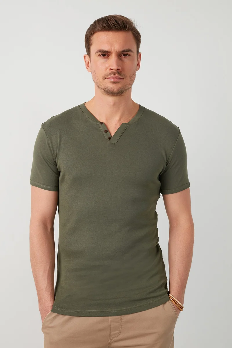 بوراتي 100% Cotton V-Neck Slim Fit T Shirt Men's T SHIRT 5902122