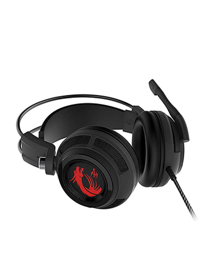 MSI DS502 Enhanced Virtual 7.1 Gaming Headset, Large 40mm Drivers, Closed Ear Cup Design, Vibration System, LED Lighting, Adjustable Microphone, Self-Adjusting Headband, Black - Image 4