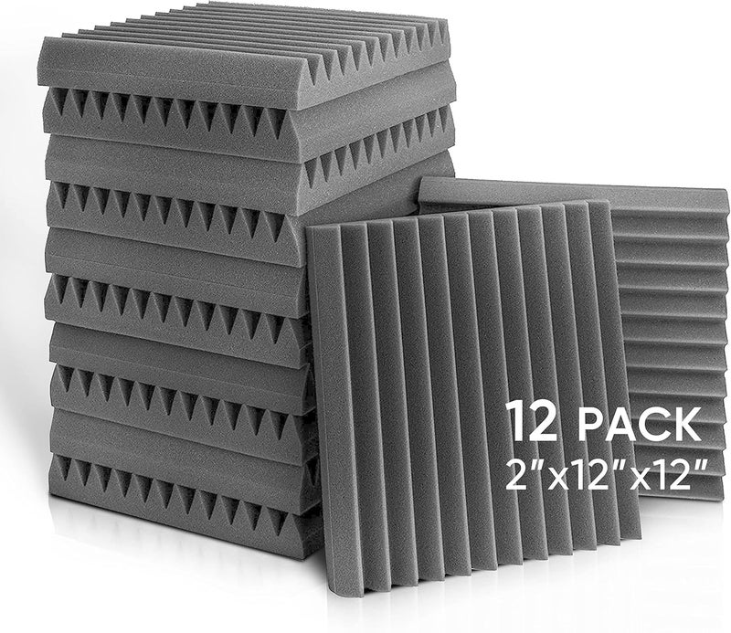 Fstop Labs Acoustic Panels, 2" X 12" X 12" Acoustic Foam Panels, Studio Wedge Tiles, Sound Panels wedges Soundproof Foam Padding Sound Insulation Absorbing Home and Office - Image 1