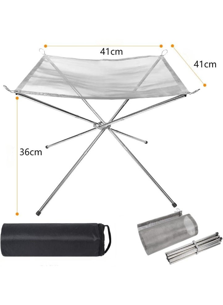 ZERIFAM Portable Fire Pit,Foldable Stainless Steel Mesh Fire Pit with Storage Bag ,Baskets Foldable Lightweight for BBQ Heating, Bonfire, Barbecue, Patio, Backyard, Garden - Image 4