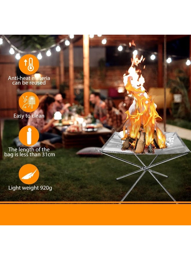 ZERIFAM Portable Fire Pit,Foldable Stainless Steel Mesh Fire Pit with Storage Bag ,Baskets Foldable Lightweight for BBQ Heating, Bonfire, Barbecue, Patio, Backyard, Garden - Image 5