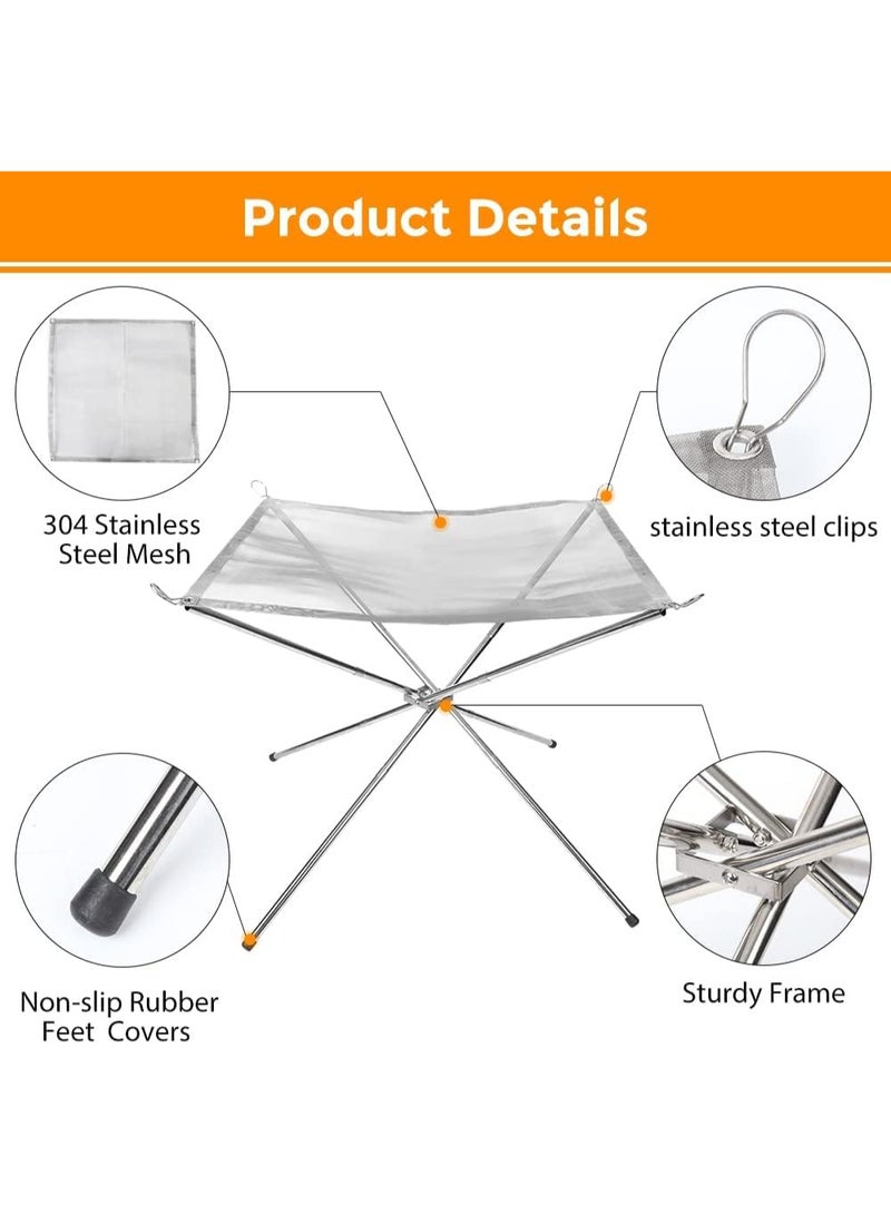ZERIFAM Portable Fire Pit,Foldable Stainless Steel Mesh Fire Pit with Storage Bag ,Baskets Foldable Lightweight for BBQ Heating, Bonfire, Barbecue, Patio, Backyard, Garden - Image 2