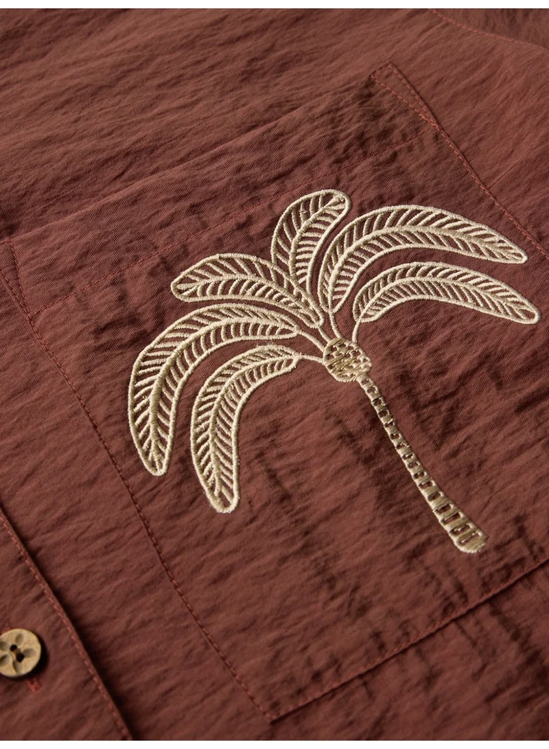 The Souled Store  The Souled Store Textured Line: Bliss Women and Girls Full Sleeves Spread Collar Textured Viscose Polyamide Regular Fit Lightweight Embroidered Pocket Summer-Ready Shirt for Casual Wear  | Best Price UAE