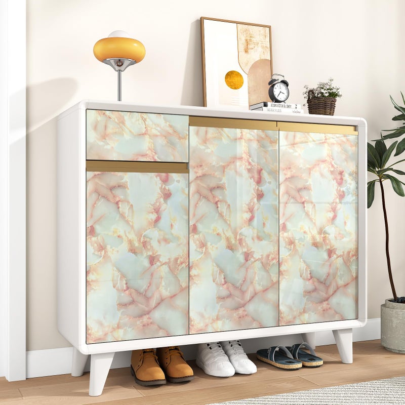 STICKEEP Beige Pink Marble Contact Paper Self Adhesive Rose Gold Marble Wallpaper Peel and Stick Waterproof Coral Granite Contact Paper for Countertops Kitchen Cabinets Drawers Vinyl Wrap 17.7"x120" - Image 5