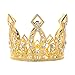 Creaides Mini Crown Cake Topper Princess and Prince Crystal Headpiece Tiara Rhinestone Crown Cake Decoration for Wedding Birthday Baby Shower Party Favors Golden - Image 3