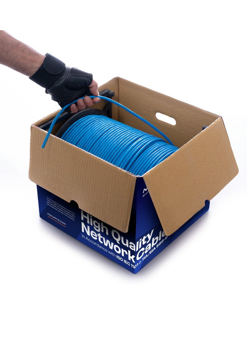 NEXUS - CAT6 (SFTP) - 305m Bare Copper Bulk Cable, 23 AWG Shielded for Communication Networking - Self-Roll-Up Reel, High-Speed Performance, 6 Pcs RJ45 Sockets in the Box - Image 1