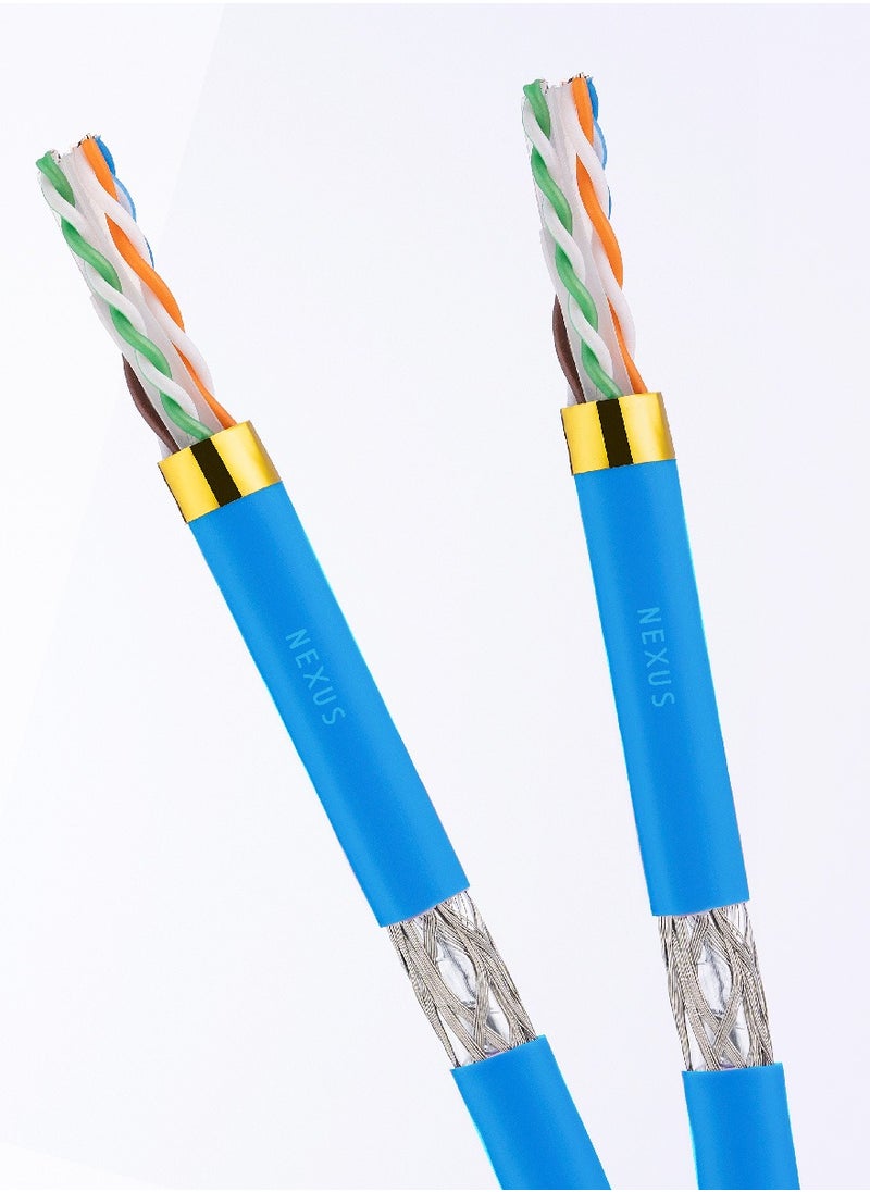NEXUS - CAT6 (SFTP) - 305m Bare Copper Bulk Cable, 23 AWG Shielded for Communication Networking - Self-Roll-Up Reel, High-Speed Performance, 6 Pcs RJ45 Sockets in the Box - Image 1