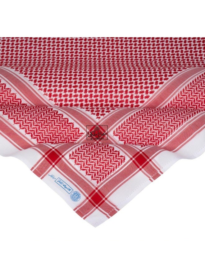 شماغ ملكي ختم أزرق سوبر ديلوكس – قطن فاخر – أحمر وأبيض – جودة عالية - Image 2