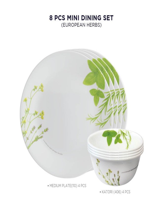 Corelle Asia Collection 8 Pc Basic/Mini/Starter Dining Set Set-European Herbs - Image 3