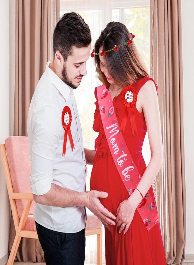 زينة حفل استقبال المولود الجديد على شكل فراولة من Serencatcher، وشاح حمل للأم الحامل، دبوس زر، تاج زهور، عصابة رأس لطفل قادم، زينة حفل استقبال المولود الجديد على شكل فراولة - Image 3