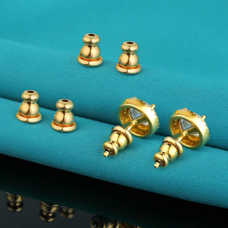 Catinee Earring Backs, Hypoallergenic 14k Gold Bullet Earring Backs Replacements for Studs/Droopy Ears, Secure Locking Backing for Sensitive Ears (Gold 3pairs) - Image 3