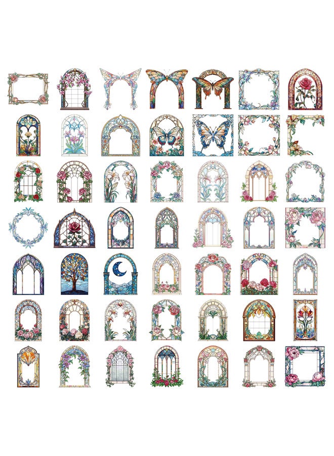 50 European And American Retro Floral Mirror Pet Handbook Stickers Flower Butterfly Creative Diy Handbook Collage