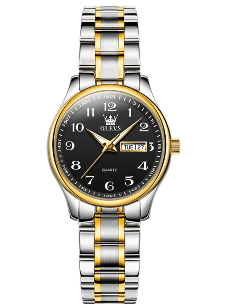 أوليفز ساعة كلاسيكية للنساء كوارتز أنالوج، من الفولاذ المقاوم للصدأ، متينة ومقاومة للماء، بأرقام رومانية فريدة مع تقويم لعرض التاريخ، مناسبة للأعمال والمعصم. - Image 1