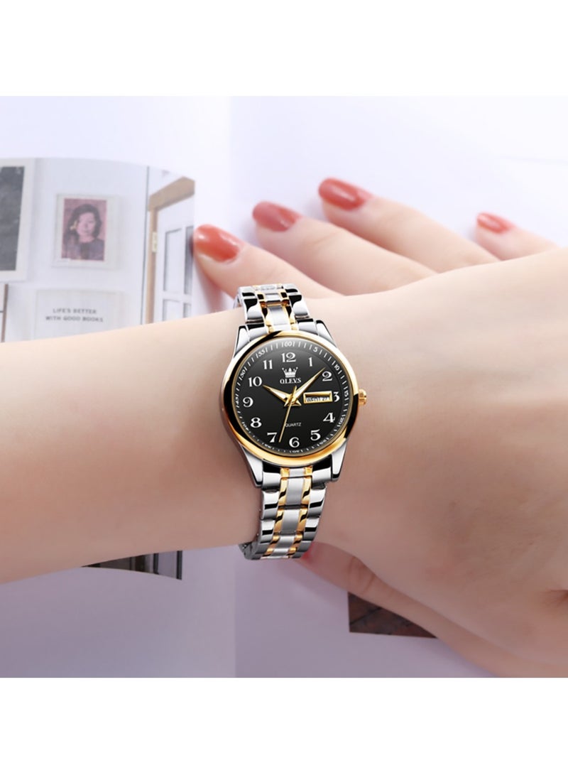 أوليفز ساعة كلاسيكية للنساء كوارتز أنالوج، من الفولاذ المقاوم للصدأ، متينة ومقاومة للماء، بأرقام رومانية فريدة مع تقويم لعرض التاريخ، مناسبة للأعمال والمعصم. - Image 3