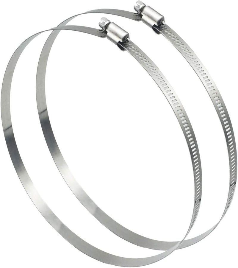 EesTeck 2Pcs 10" (Diameter) Adjustable 304 Stainless Steel Duct Clamps Hose Clamp Pipe Clamp Air Ducting Clamp worm drive hose clamps (251mm-273mm) - Image 1