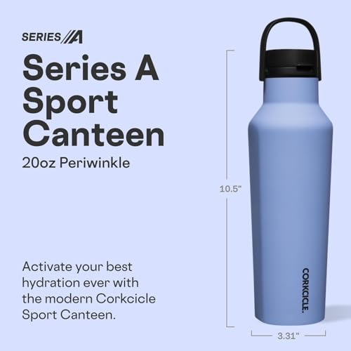 Corkcicle Sport Canteen - Keeps Drinks Cold 25 Hours - Stainless Steel Water Bottle - Triple-Insulated - Spill-Proof - Summer Drinkware Gift - Keeps Drinks Ice Cold - 20 oz - Periwinkle - Image 2