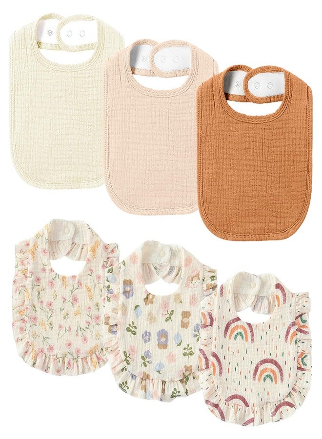 AMAWMW Muslin Baby Bibs for Unisex Boys Girls 6Pack Soft Baby Bandana Drool Bibs Adjustable Newborn Bib for Drooling & Teething - Image 1