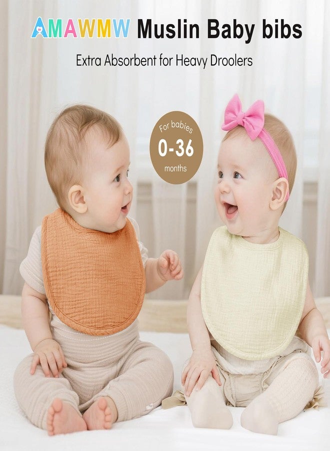 AMAWMW Muslin Baby Bibs for Unisex Boys Girls 6Pack Soft Baby Bandana Drool Bibs Adjustable Newborn Bib for Drooling & Teething - Image 2