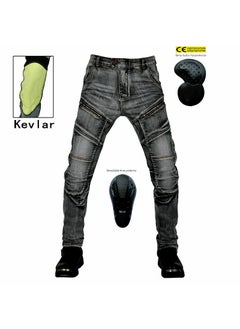 Motorcycle Jeans Men Retro Riding Kevlar Anti-Tear Black M-04 (2nd generation upgrade