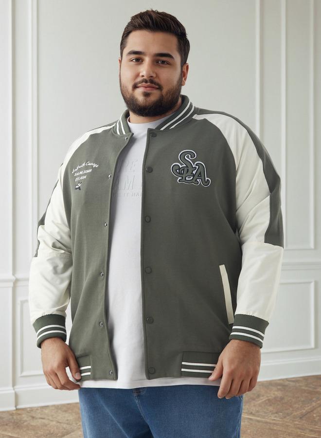 Maxim Men Plus Size Regular Fit Button Through Varsity Jacket - Image 1