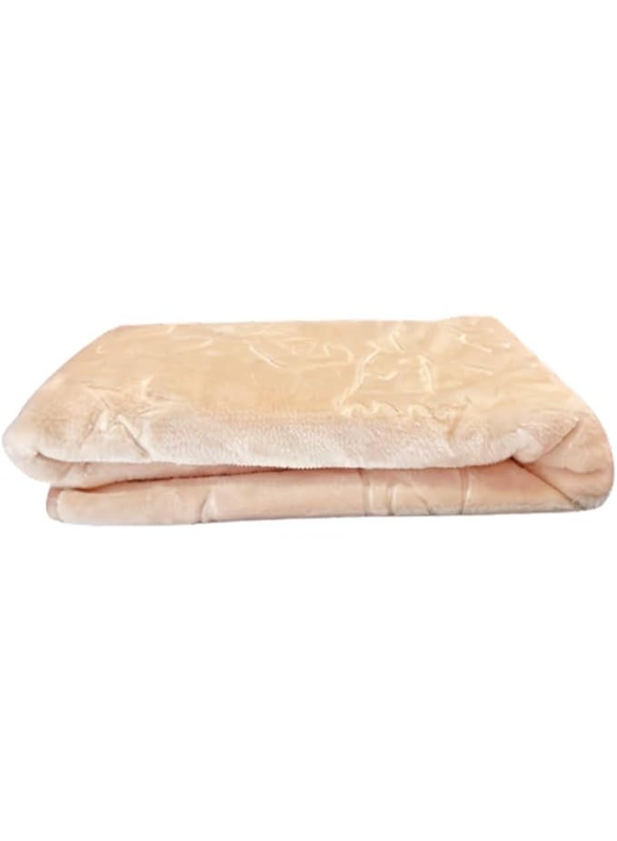 بطانية من الصوف المخملي الناعم المحفور مزدوج الطبقات للبنات والاولاد خفيفة الوزن ومريحة ودافئة بتصميم ملون مناسبة للمنزل والسرير والاريكة والاستخدام المدرسي مقاس 110×90 سم (بيج) - Image 2