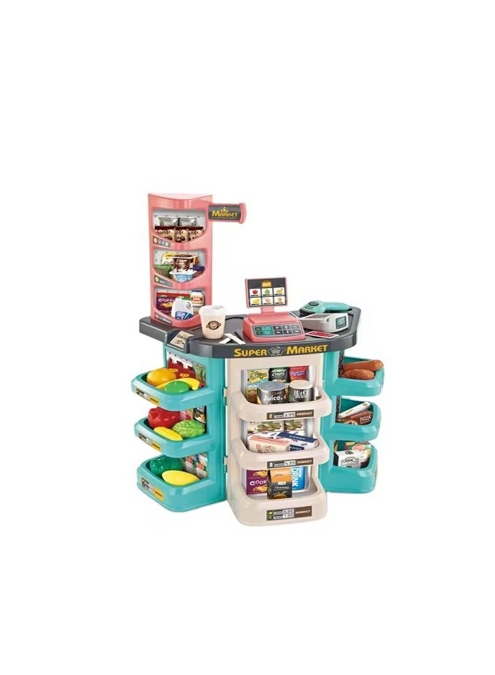 DEHKAH Kids Home Supermarket - 48 Pieces with Shopping Trolley and Electronic Cashier  - Image 3
