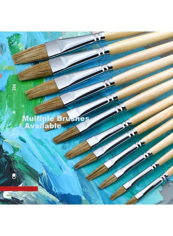 Transon Hog Bristle Flat Head Watercolor Oil Painting Acrylic Paint Special Brush Painting Hand-Painted Wall Painting Brush Tool Fine Arts Student No. 11 Fine Arts Sketching - Image 2