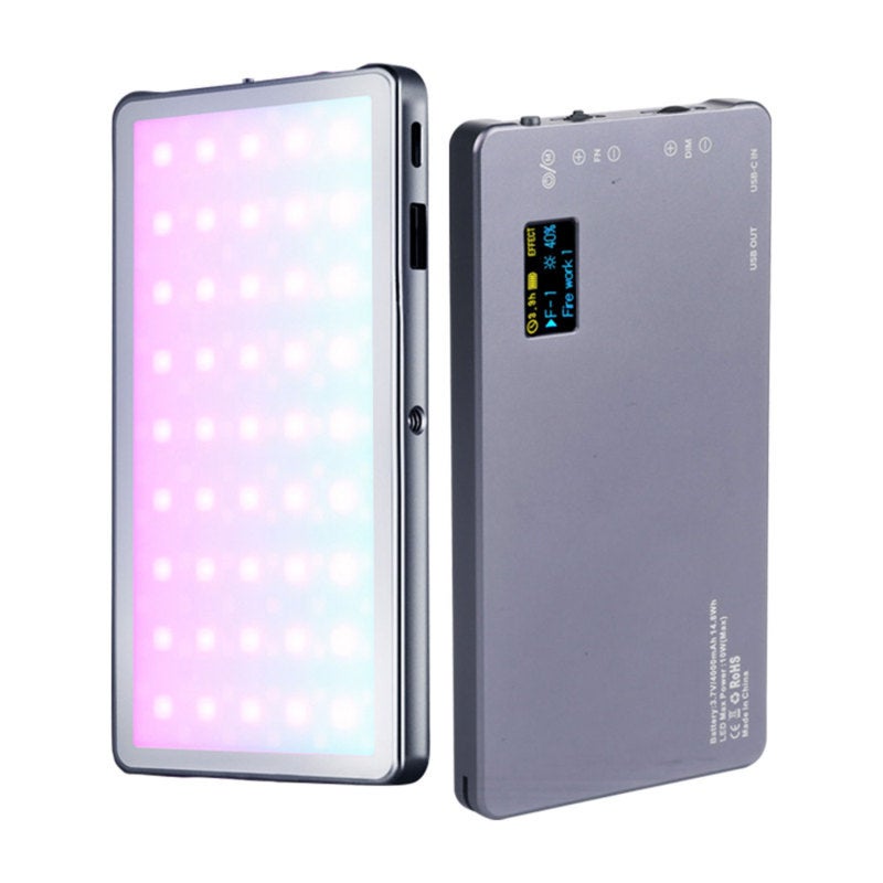 RGB Fill Light: 10W 1000LM CRI≥95 2500-9000K 4000mAh Rechargeable - 21 Light Effects Portable Aluminium Alloy Soft Video Light for Photography, Emergency Use and Mobile Charging - Image 5