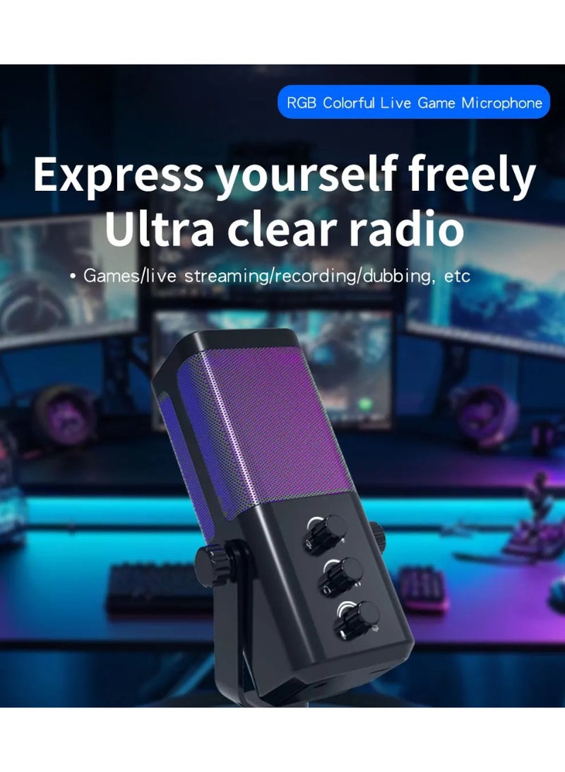 ميكروفون ألعاب احترافي ZFSZ M7 USB مع مقابض تحكم ثلاثية، إضاءة RGB، ميكروفون مكثف قلبي للبث وبلاي ستيشن 5 - Image 2