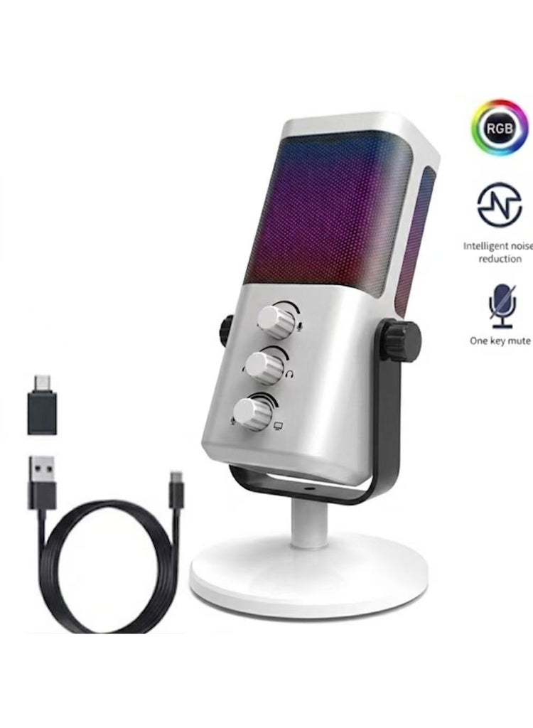 ميكروفون ألعاب احترافي ZFSZ M7 USB مع مقابض تحكم ثلاثية، إضاءة RGB، ميكروفون مكثف قلبي للبث وبلاي ستيشن 5 - Image 1