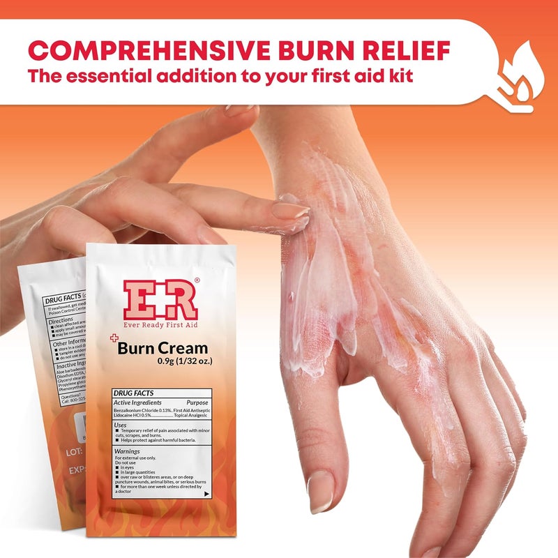 Ever Ready First Aid كريم تخفيف الحروق علبة تحتوي على 144 عبوة كل منها 09 جرام مع ليدوكائين وكلوريد بنزالكونيوم مصمم لعلاج الحروق في المنزل أو في حالات العناية الطبية بالجلد - Image 5