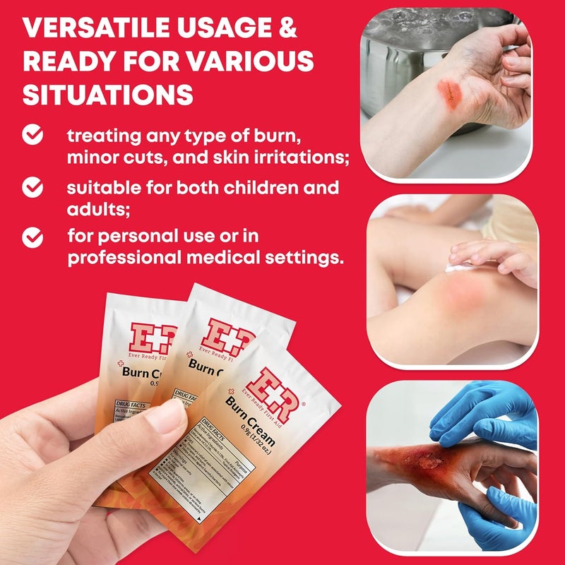 Ever Ready First Aid كريم تخفيف الحروق علبة تحتوي على 144 عبوة كل منها 09 جرام مع ليدوكائين وكلوريد بنزالكونيوم مصمم لعلاج الحروق في المنزل أو في حالات العناية الطبية بالجلد - Image 3