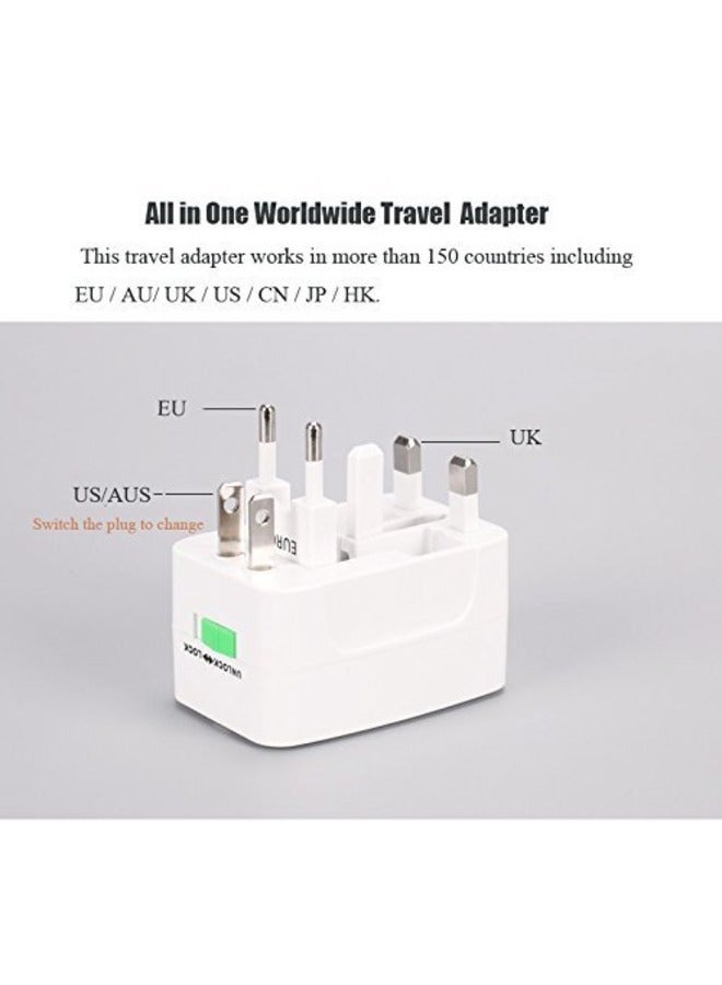 Universal Travel Adapter – All-in-One Worldwide Charger with USB Ports (White)  - Image 5