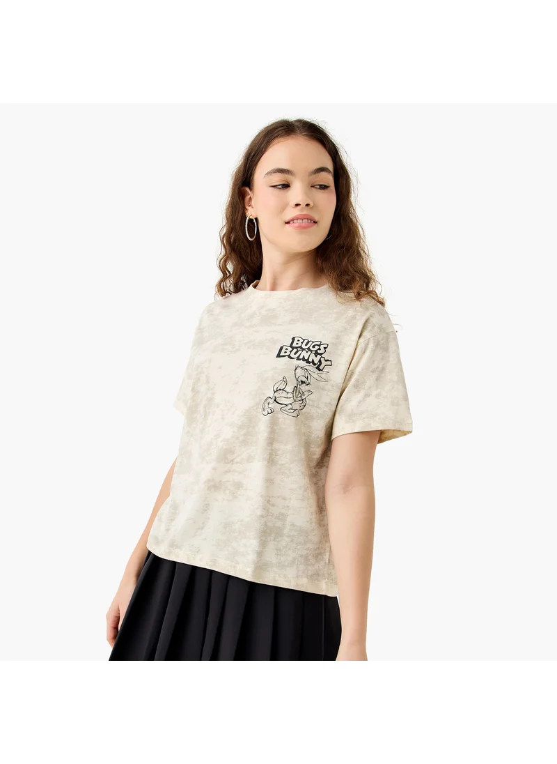 اس بي كاركترز Bugs Bunny Print T-shirt with Crew Neck and Short Sleeves