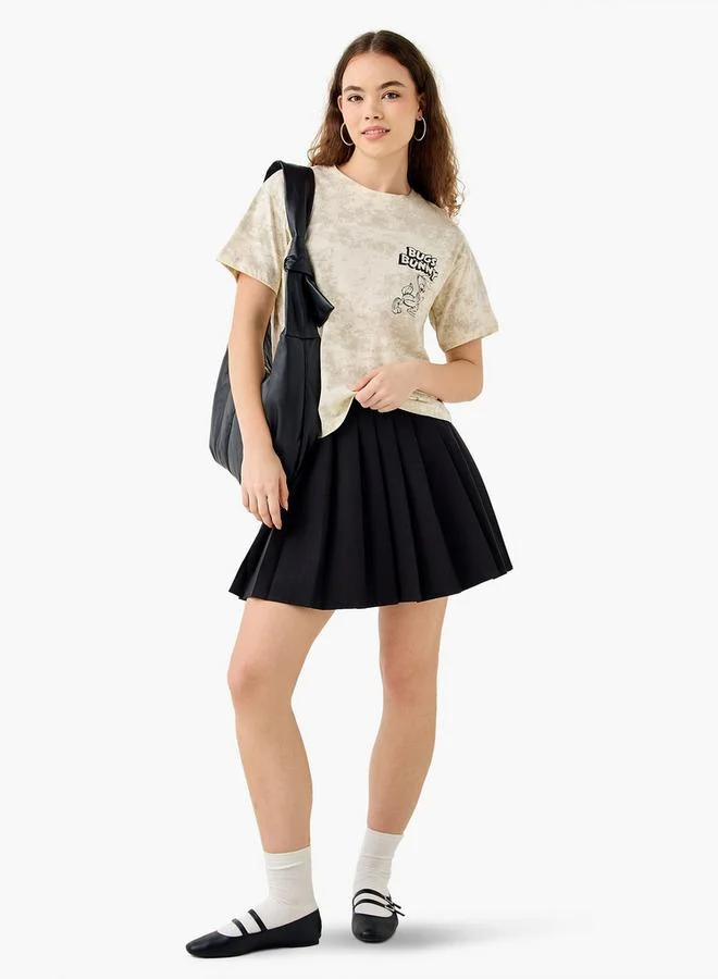 SP Characters Bugs Bunny Print T-shirt with Crew Neck and Short Sleeves