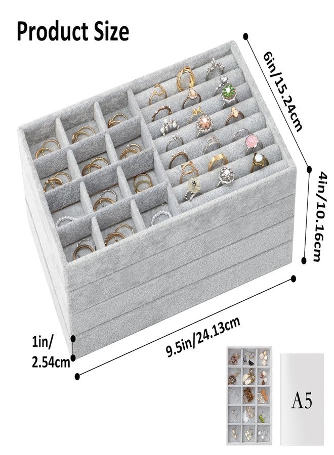 Drumil Jewelry Tray 4PCS Set Stackable Jewelry Organizer Box Tray, Earring Jewelry Organizer for Women, Drawer Insert Container Display Case for Necklace Bracelet Ring Brooch. - Image 3