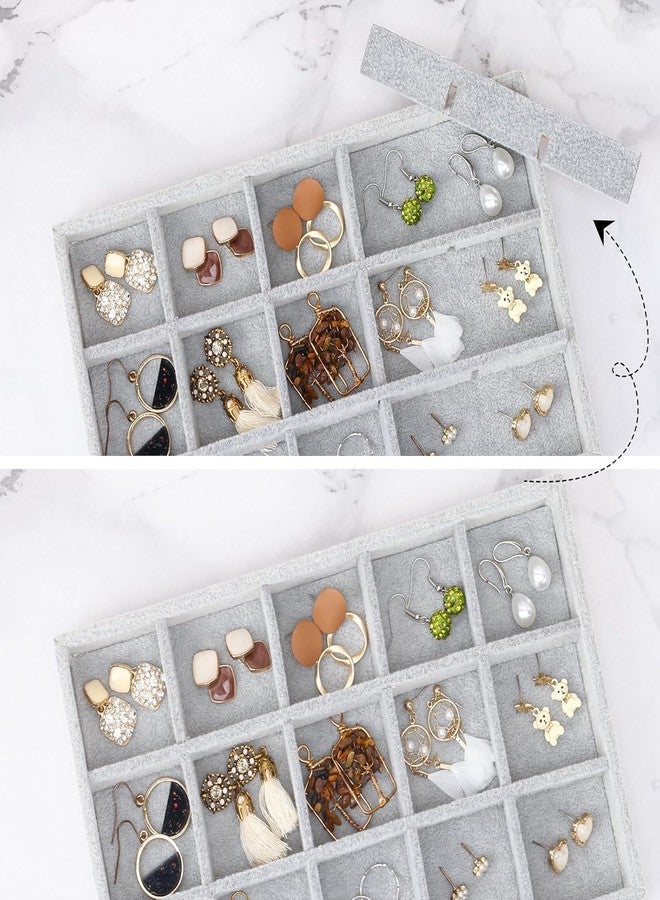 Drumil Jewelry Tray 4PCS Set Stackable Jewelry Organizer Box Tray, Earring Jewelry Organizer for Women, Drawer Insert Container Display Case for Necklace Bracelet Ring Brooch. - Image 4