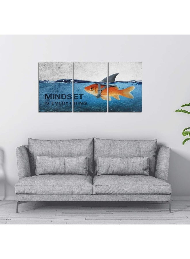 Yetaryy Inspirational Canvas Wall Art Blue Goldfish Pictures Posters Painting on Canvas Abstract Shark Motivational Entrepreneur Quotes Office Decor Artwork Bedroom Framed Ready to Hang - 48"W x 24"H - Image 5
