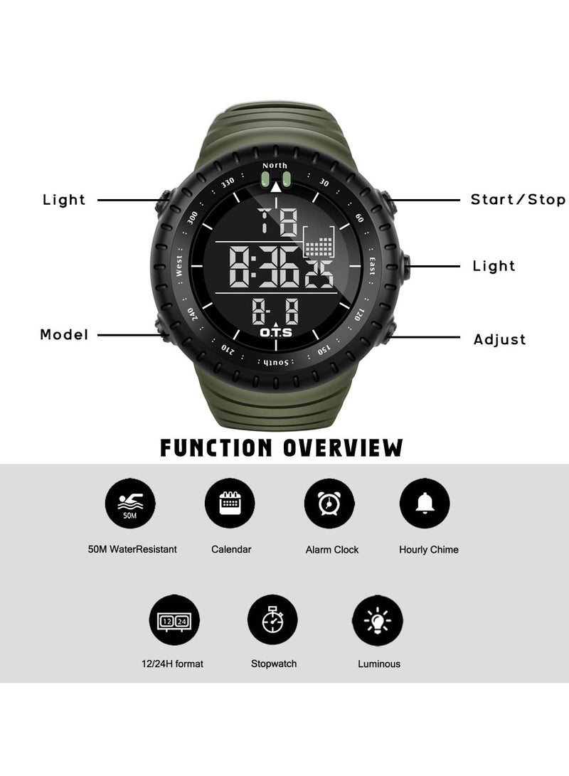 Y&D Men's Digital Sports Watch - Waterproof Tactical with LED Backlight Perfect for Outdoor and Indoor  - Image 4